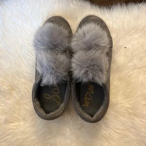 Sam Edelman slip on gray sneakers with Pom poms
